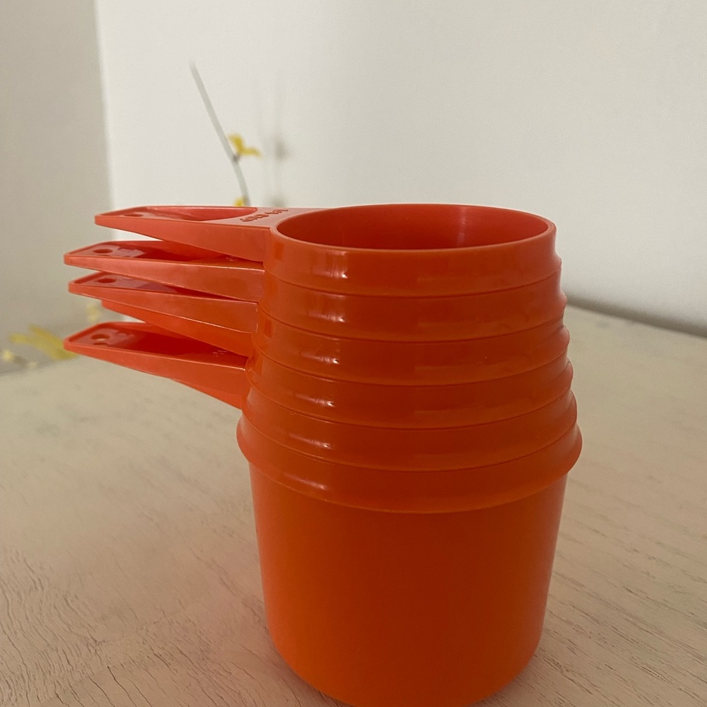 Vintage Orange tupperware Measuring Cup Set